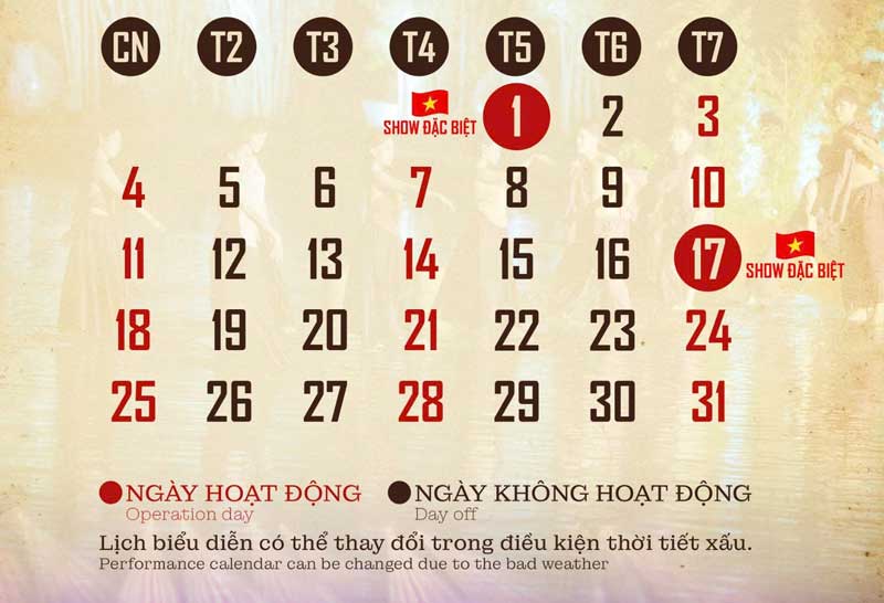 Lịch diễn tháng 5 Lịch diễn tháng 5